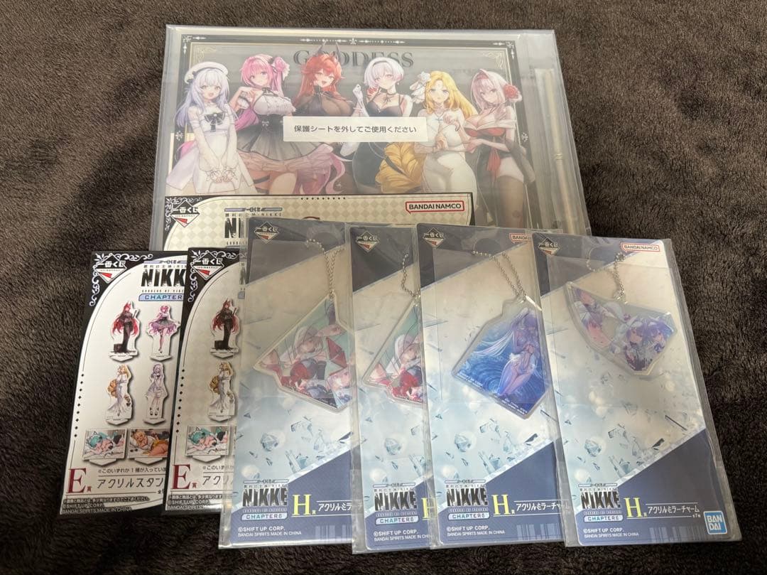 一番くじ　ニケ　A賞、B賞フィギュア、C賞ボード、D賞クッション、下位賞セット