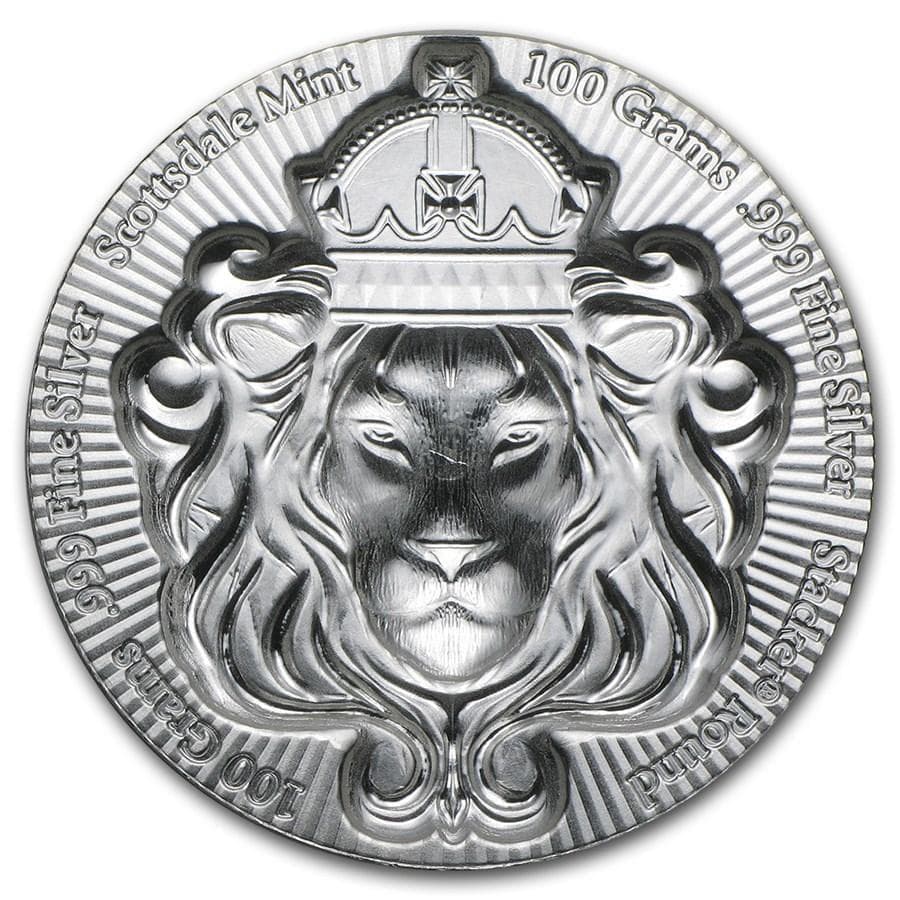 100グラム シルバーラウンド ×5個 - スコッツデールスタッカー®　ライオン