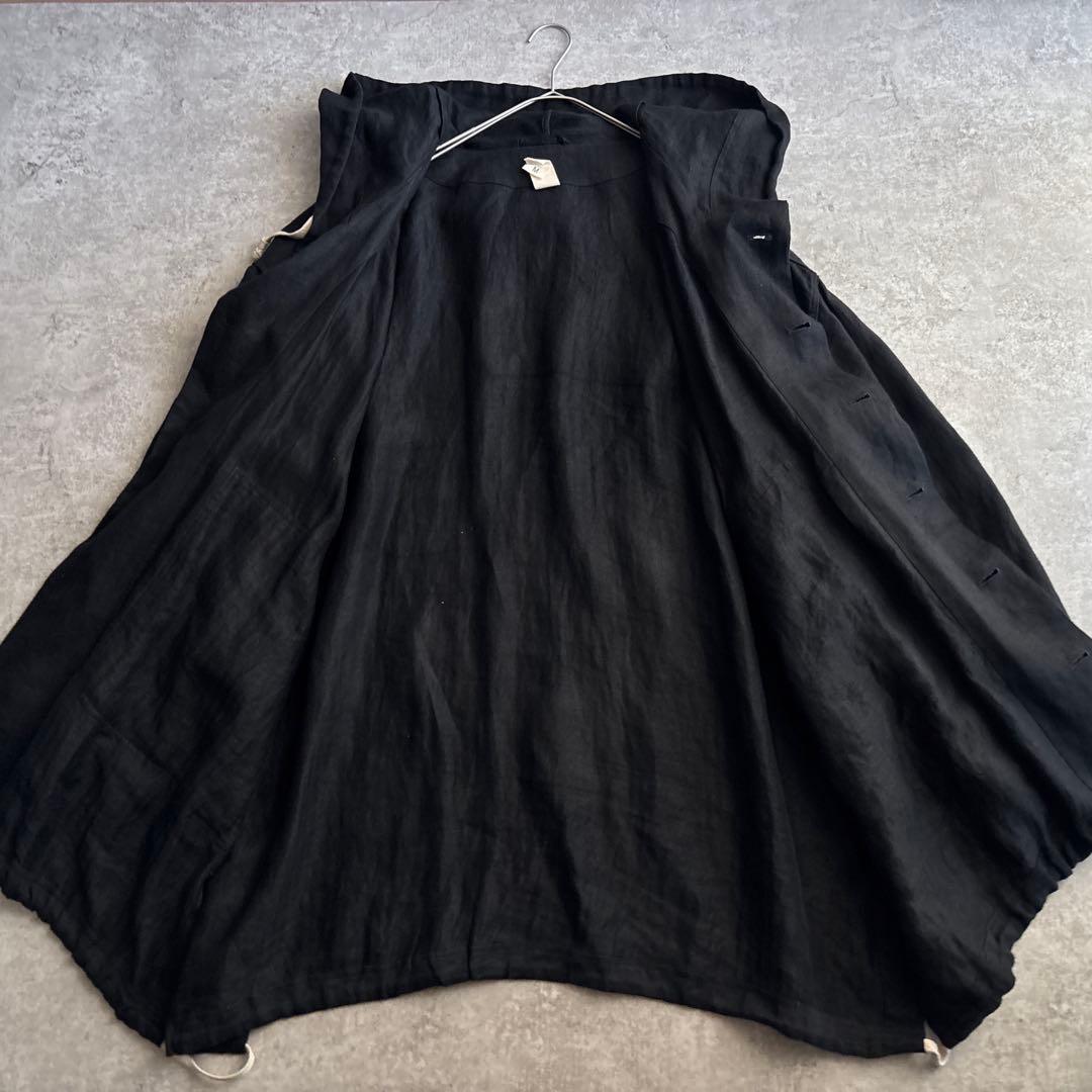 O project【M】リネン 麻 フーデットコート オーバーサイズ ブラック