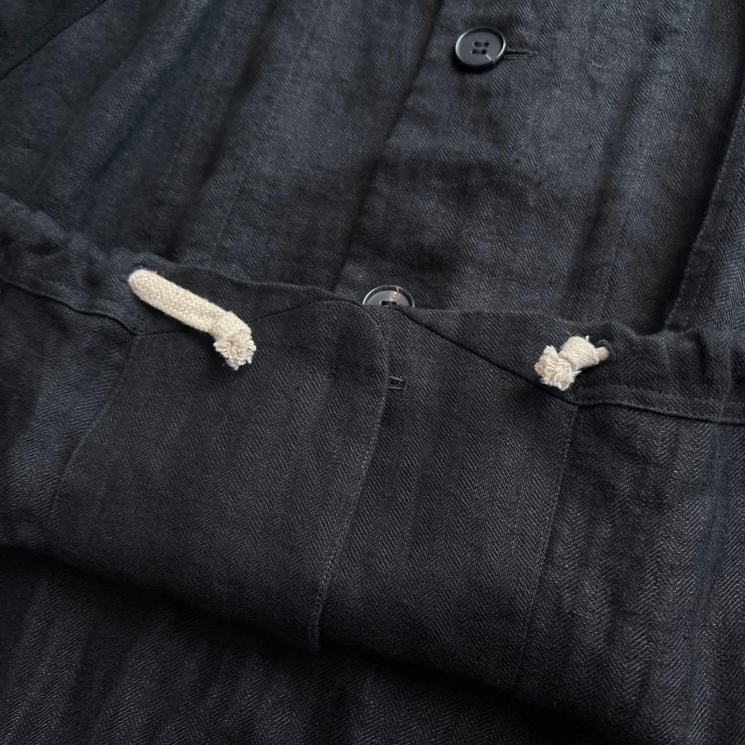 O project【M】リネン 麻 フーデットコート オーバーサイズ ブラック