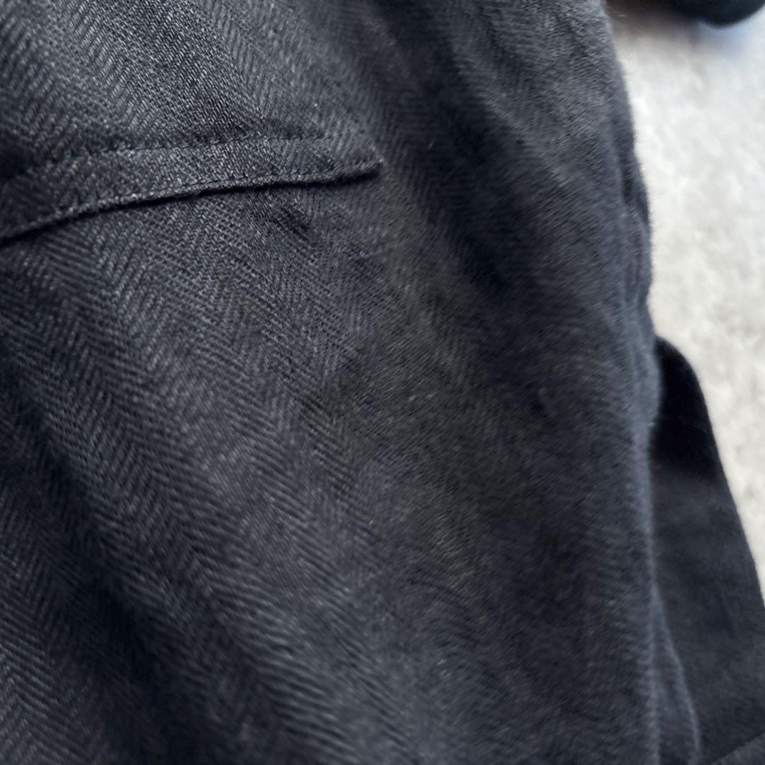 O project【M】リネン 麻 フーデットコート オーバーサイズ ブラック