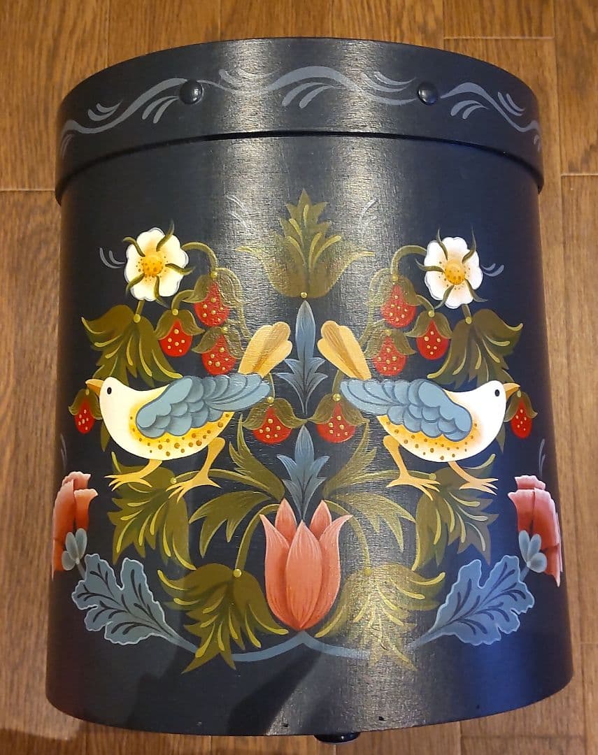 ウィリアムモリス トールペイント 手描き ハンドペイント ごみ箱 鳥 ダスト