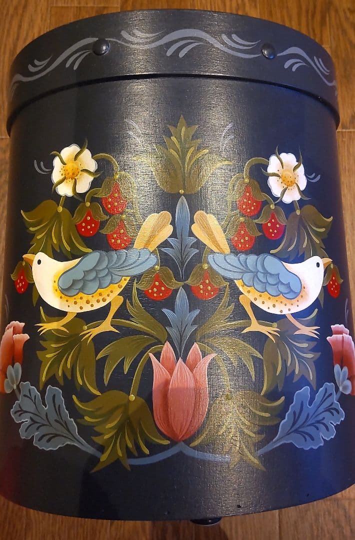 ウィリアムモリス トールペイント 手描き ハンドペイント ごみ箱 鳥 ダスト