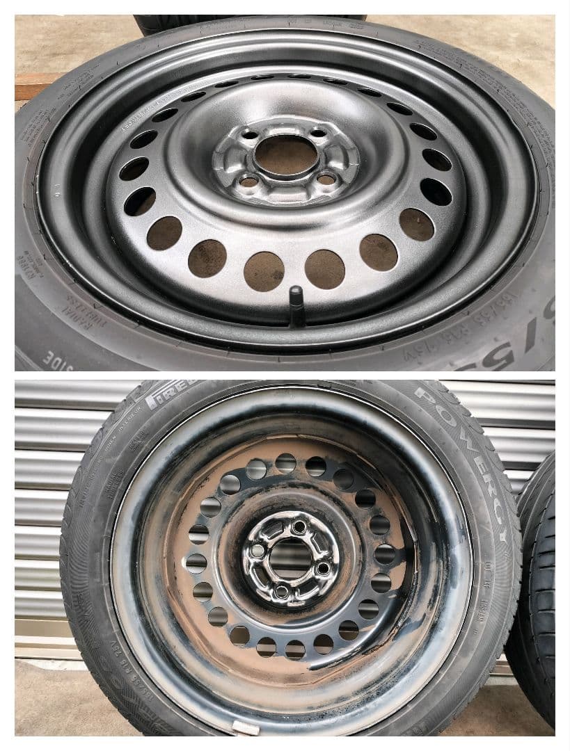 スチール 15×5.5J 4H/100 +40 165/55r15 ガンメタ塗装