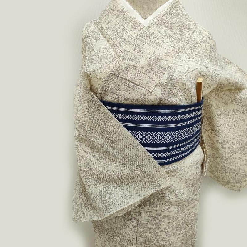 Club藤★夏 絹紅梅 小紋 浴衣 友禅文様 カジュアル 御仕立上り（3438）