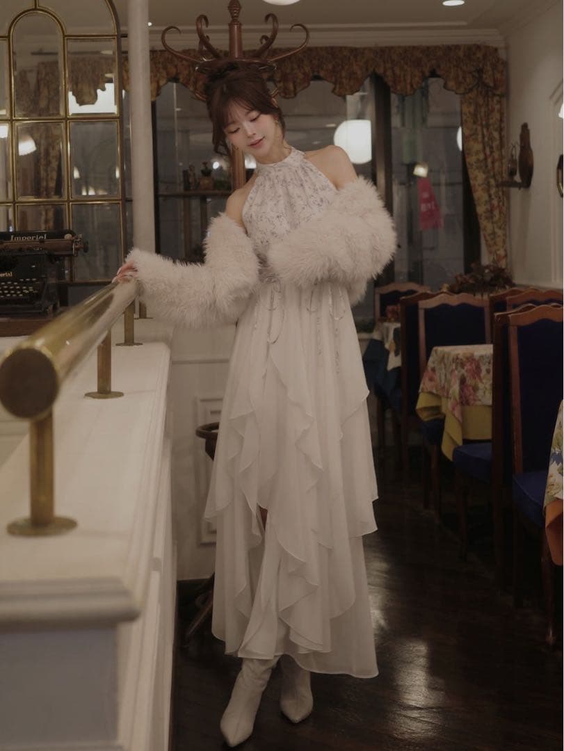 Darich アメスリギャザーシフォンロングワンピース GRY