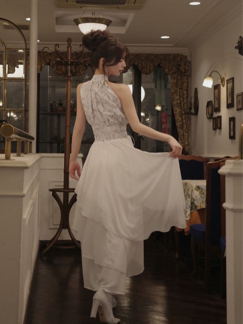 Darich アメスリギャザーシフォンロングワンピース GRY