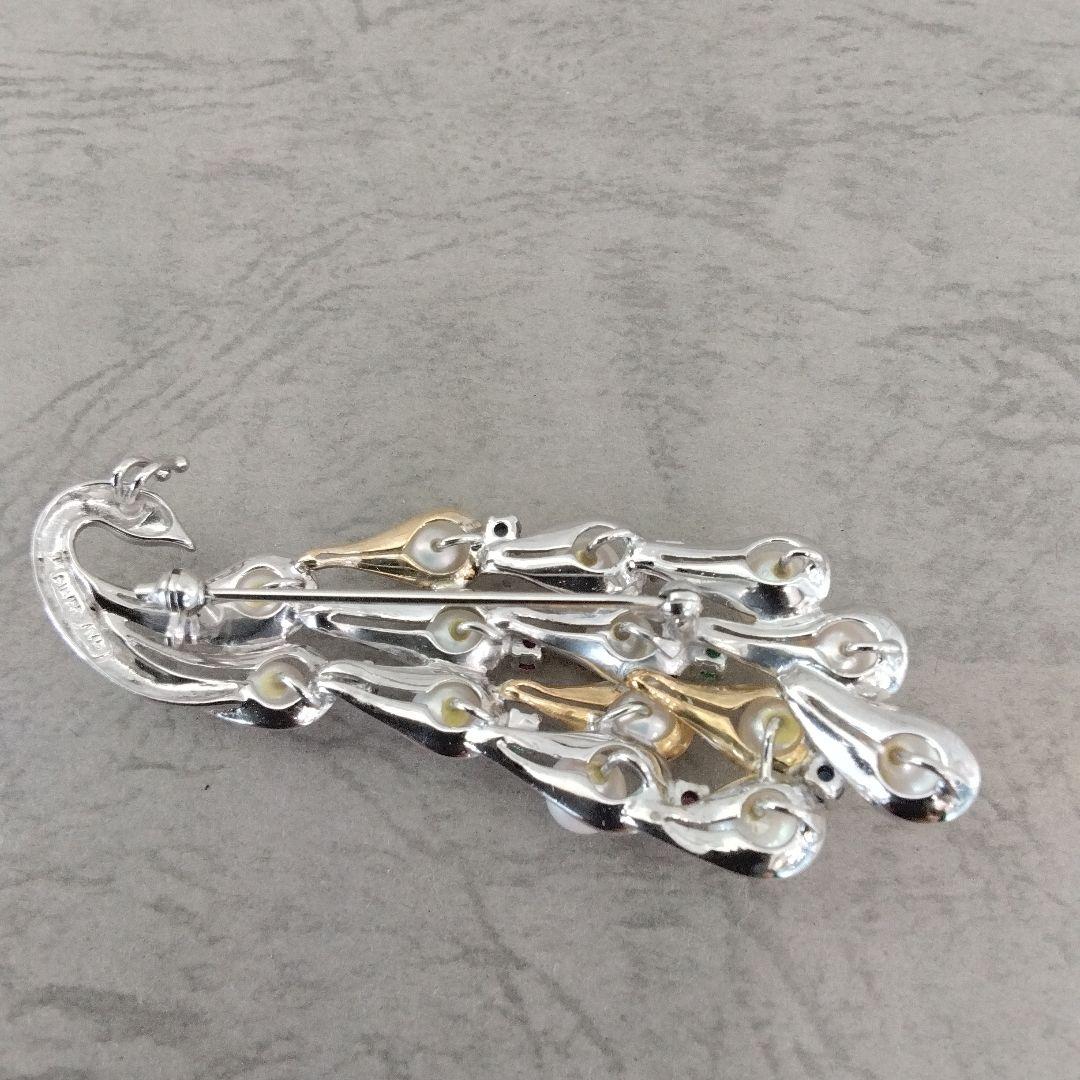 SV/K18あこや真珠/天然石ブローチ　　中古品