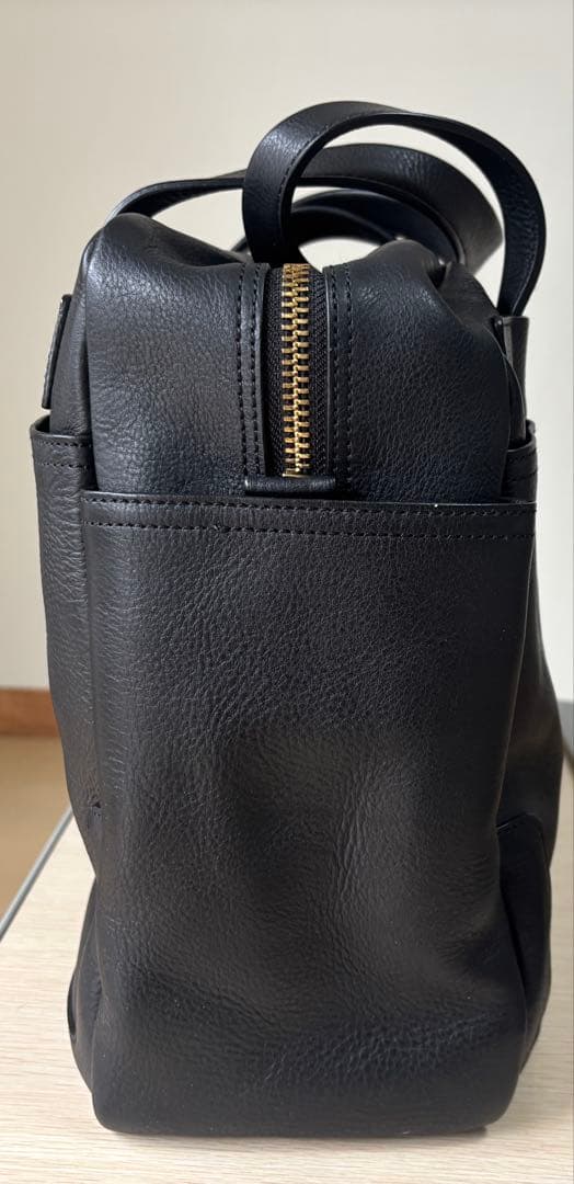 GANZO 7QS-H スクエアボストン ブラック レザー バッグ【廃盤希少品】