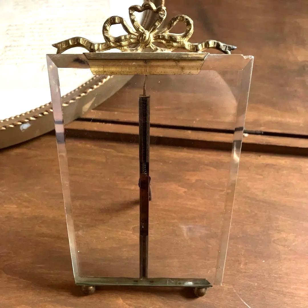 フランスアンティークフォトフレーム　フランスアンティーク額　ベベルガラス