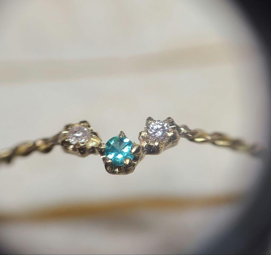 ミラノお星さま★バターリャパライバトルマリン&ピンクダイヤモンド18金★