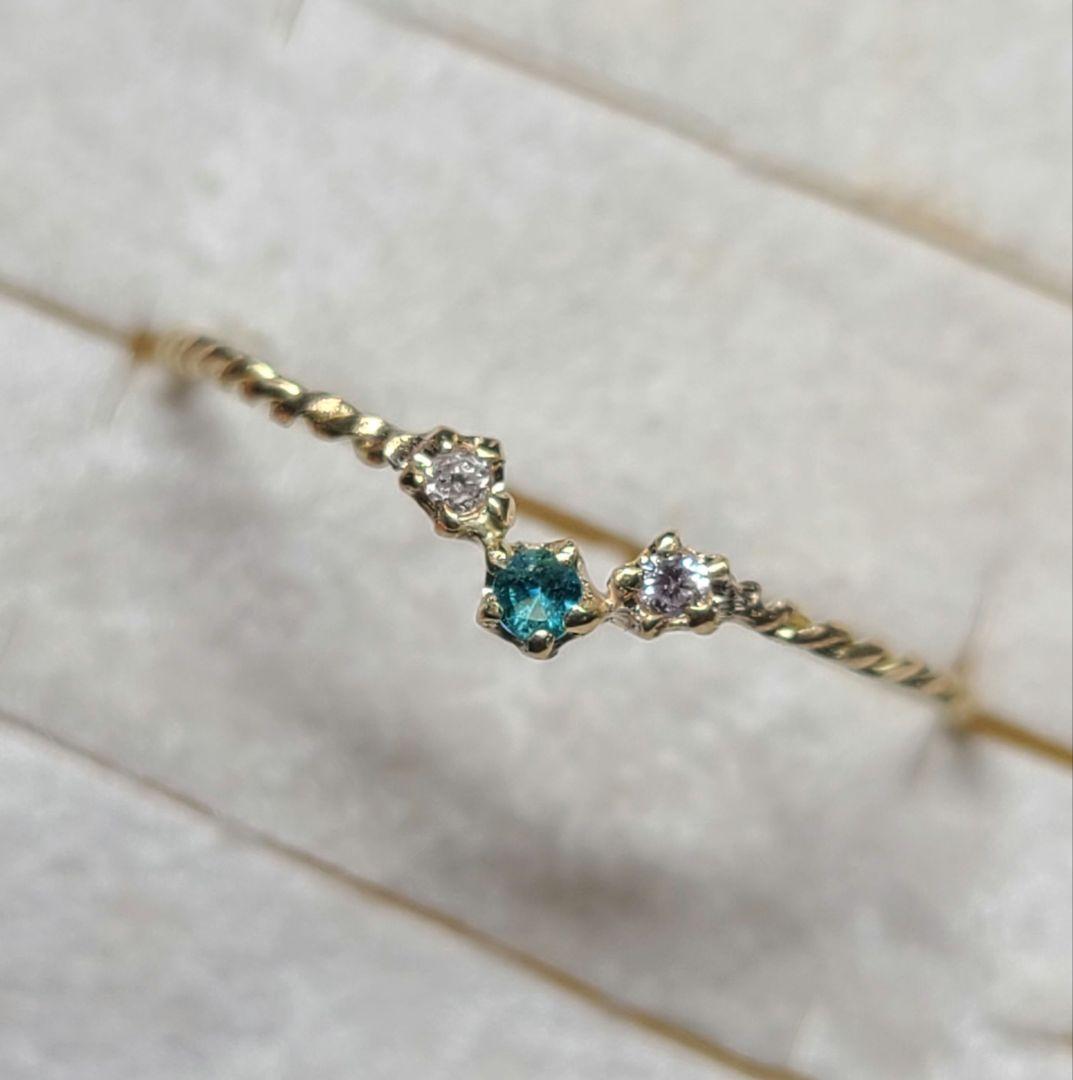 ミラノお星さま★バターリャパライバトルマリン&ピンクダイヤモンド18金★