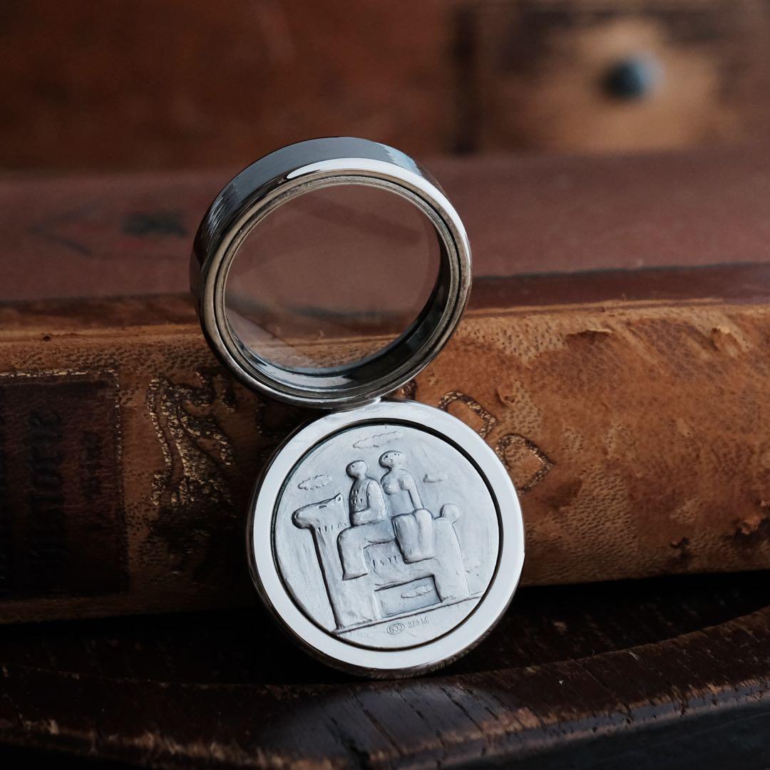 1960年フランス製純銀vintageペーパーウェイト兼ルーペ