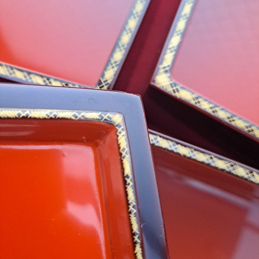 【輪島塗　6.5寸\"3段重箱&重台】布着本堅地　溜塗　沈金網代　胴張り　長期保管