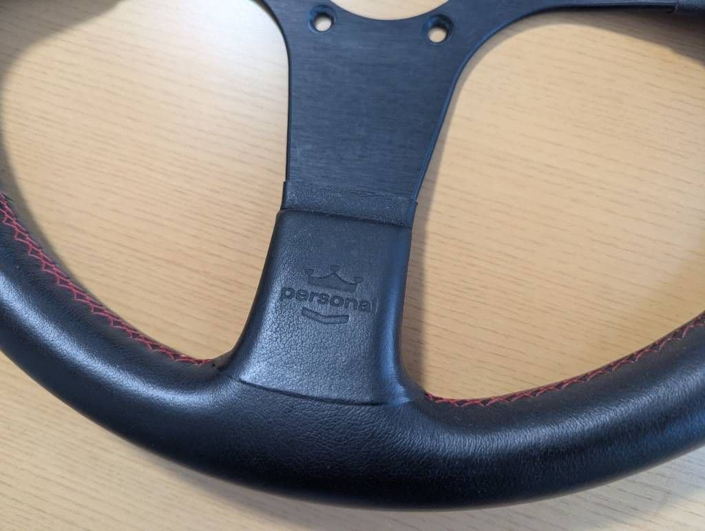 personal ステアリングホイール 黒 レッドステッチ