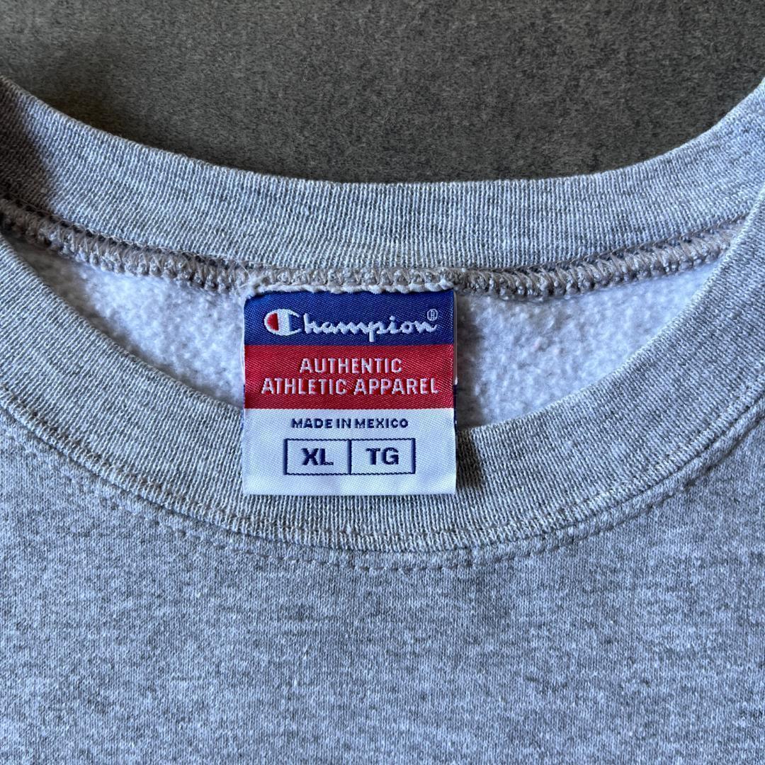 00s Champion スウェット プリントロゴ 灰 XXL A420 短丈