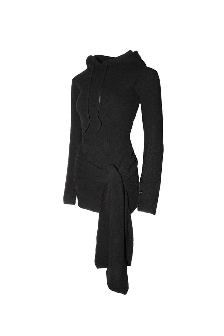 TR34426 S draped knit dress mini ブラック