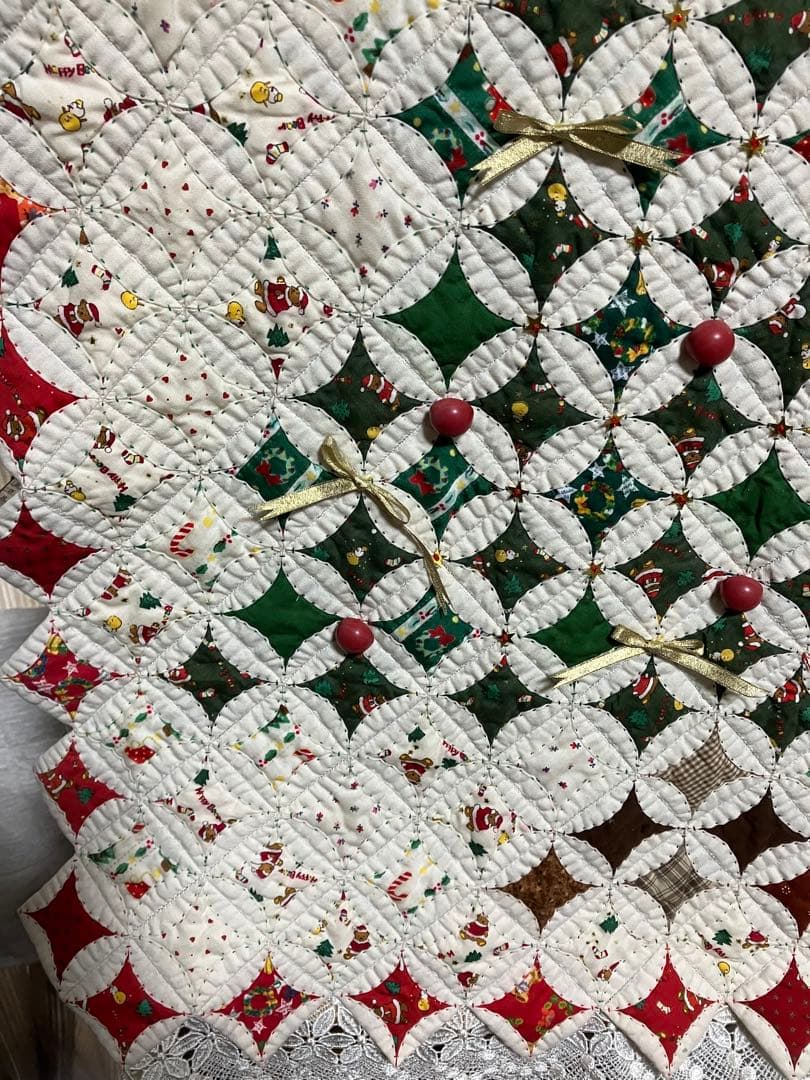 ハンドメイド　パッチワーク　タペストリー　クリスマス