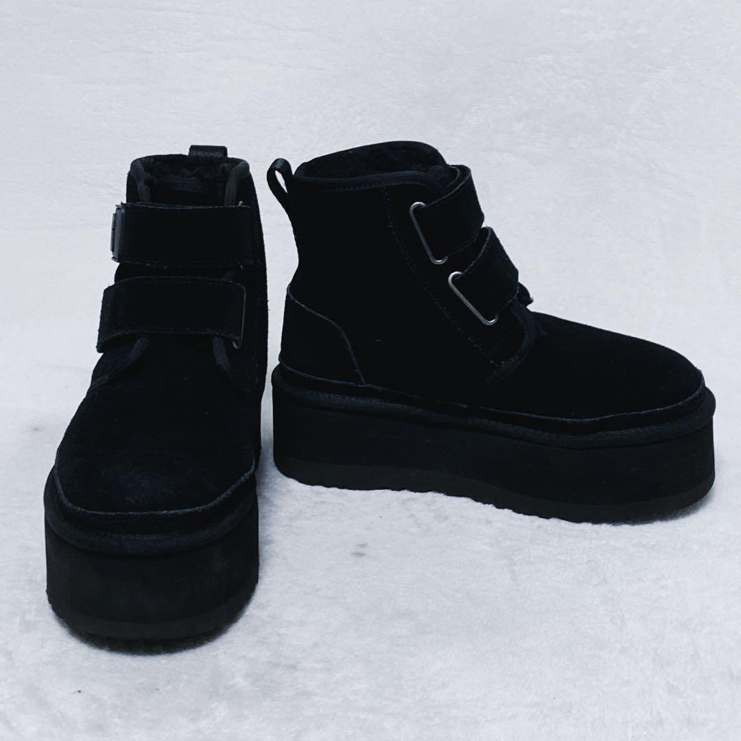 UGG　W NEUMEL PLATFORM　厚底ムートン　22cm　ブラック　黒