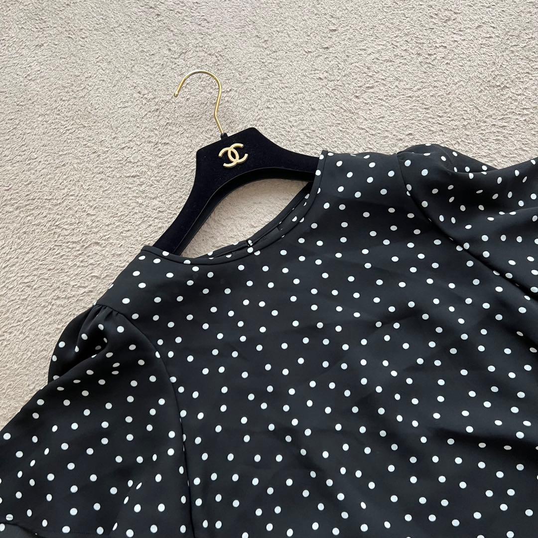 タグ付き　近年タグ　レリアン　チュニック　フリル　ドット　総柄　ウォッシャブル