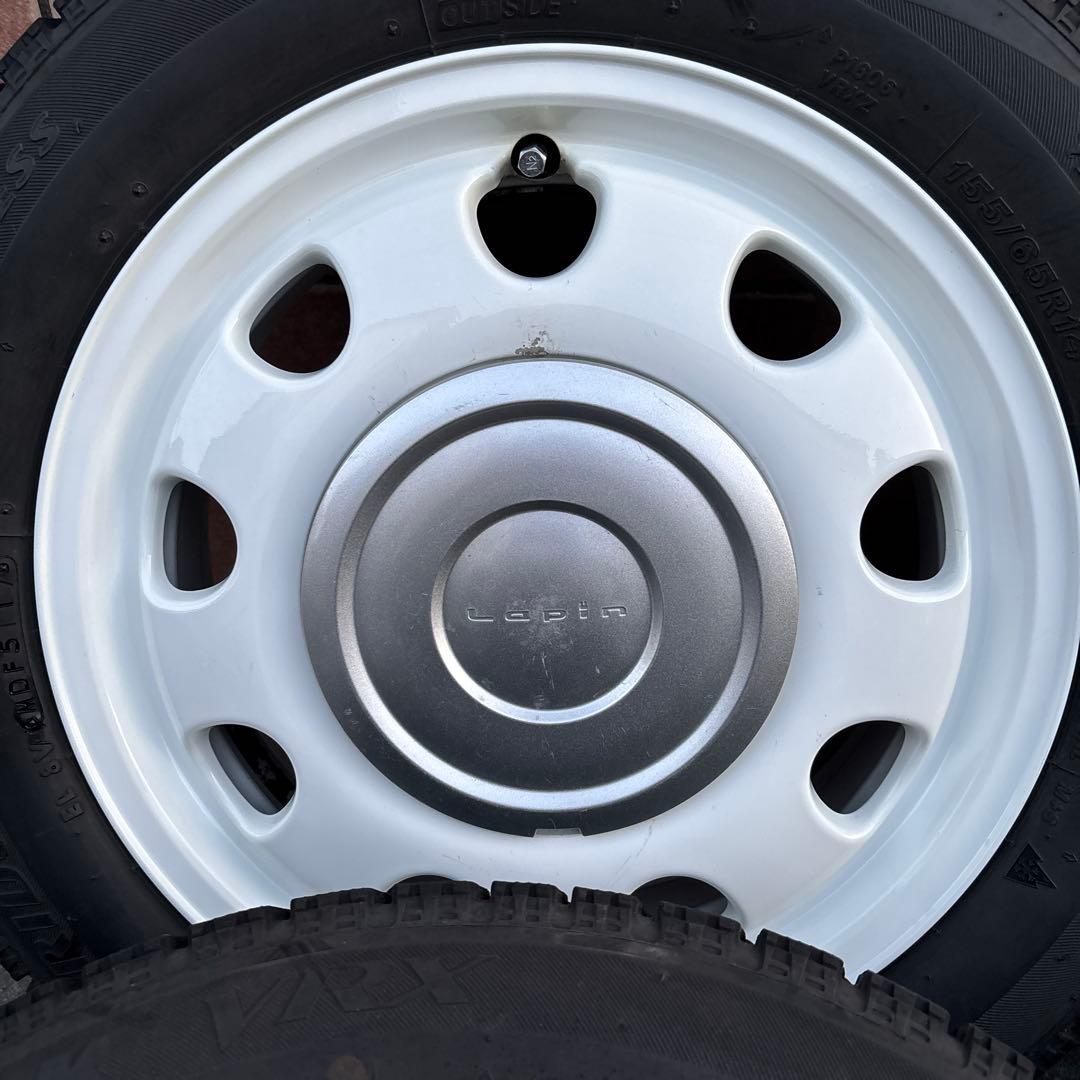 スタッドレスタイヤ ホイール ラパン 純正品 155/65R14 4本