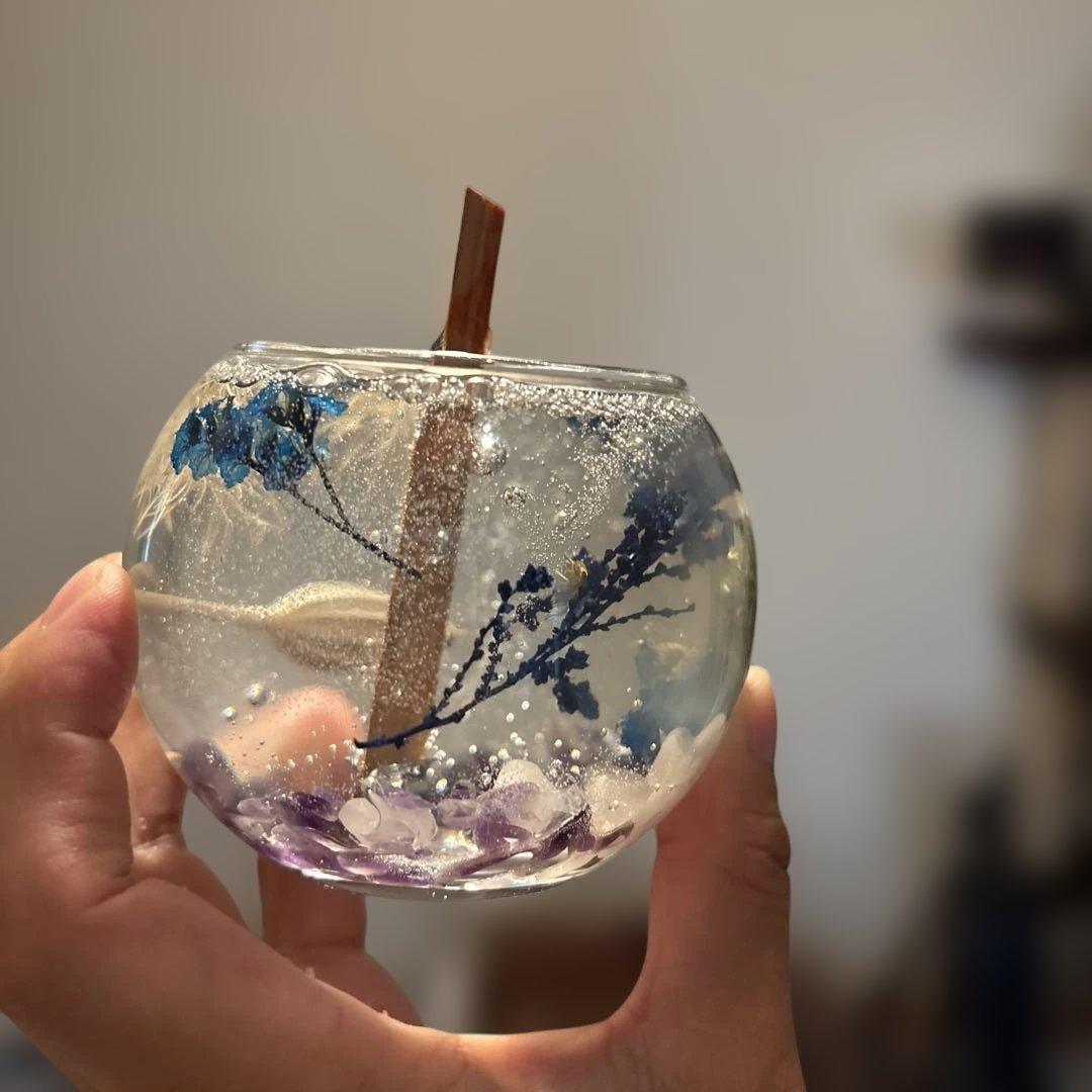 浄化！パチパチ焚き火みたい！アメジストとローズクオーツのジェルキャンドル！