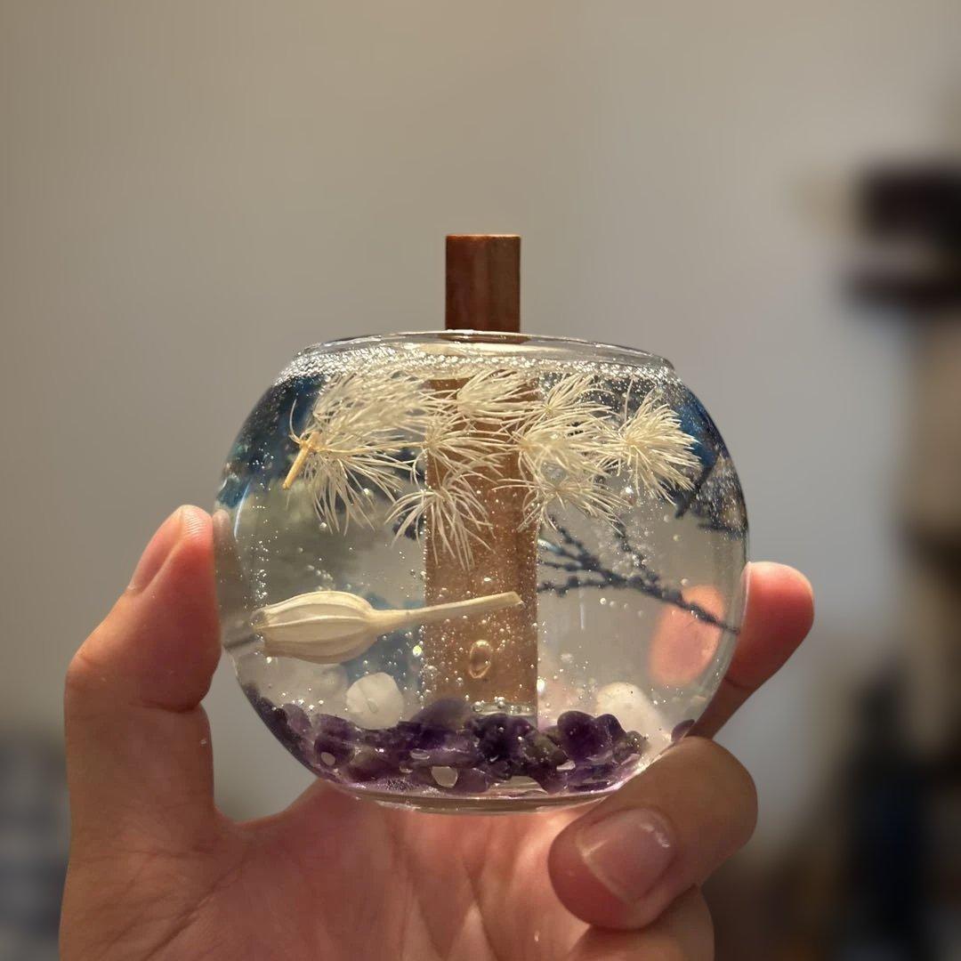 浄化！パチパチ焚き火みたい！アメジストとローズクオーツのジェルキャンドル！