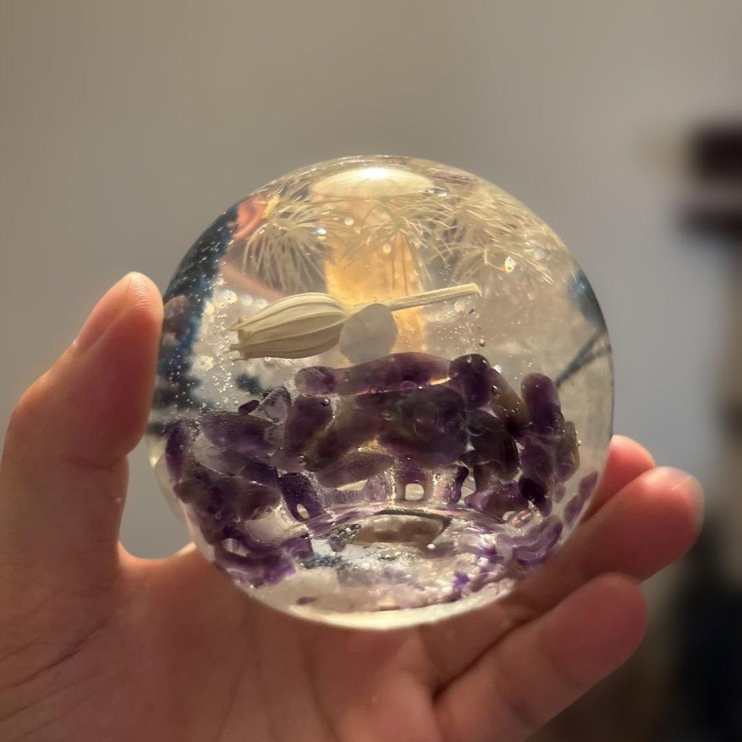 浄化！パチパチ焚き火みたい！アメジストとローズクオーツのジェルキャンドル！