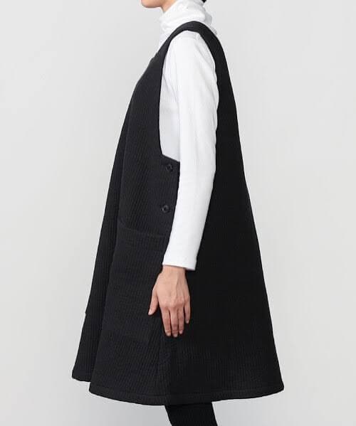 ユノイア　キルトサイドボタンワンピース