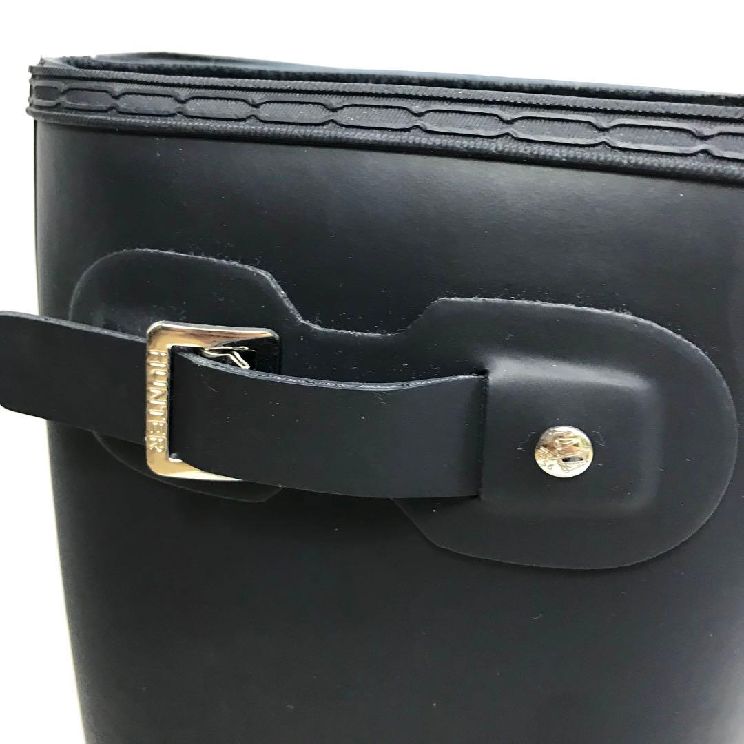 美品 ハンター レインブーツ バックル付き UK6 24.5cm ブラック 袋付