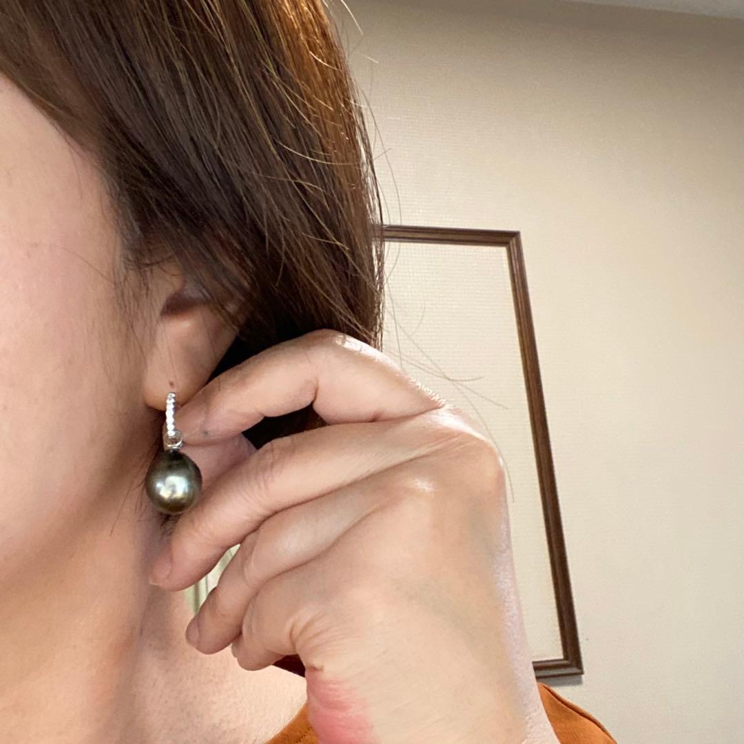 美品☆K18WG☆黒蝶南洋真珠バロック14.5×13mm☆チャーム