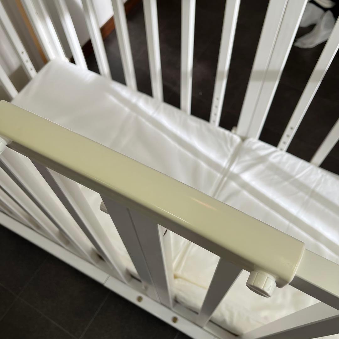 大和屋 ベビーベッド そいねーるⅢ ホワイト マットレス付き