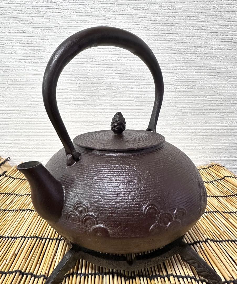 未使用品、供箱付　岩手県奥州水沢幸工芸　現代の名工 佐藤勝久造　丸平型糸目波文