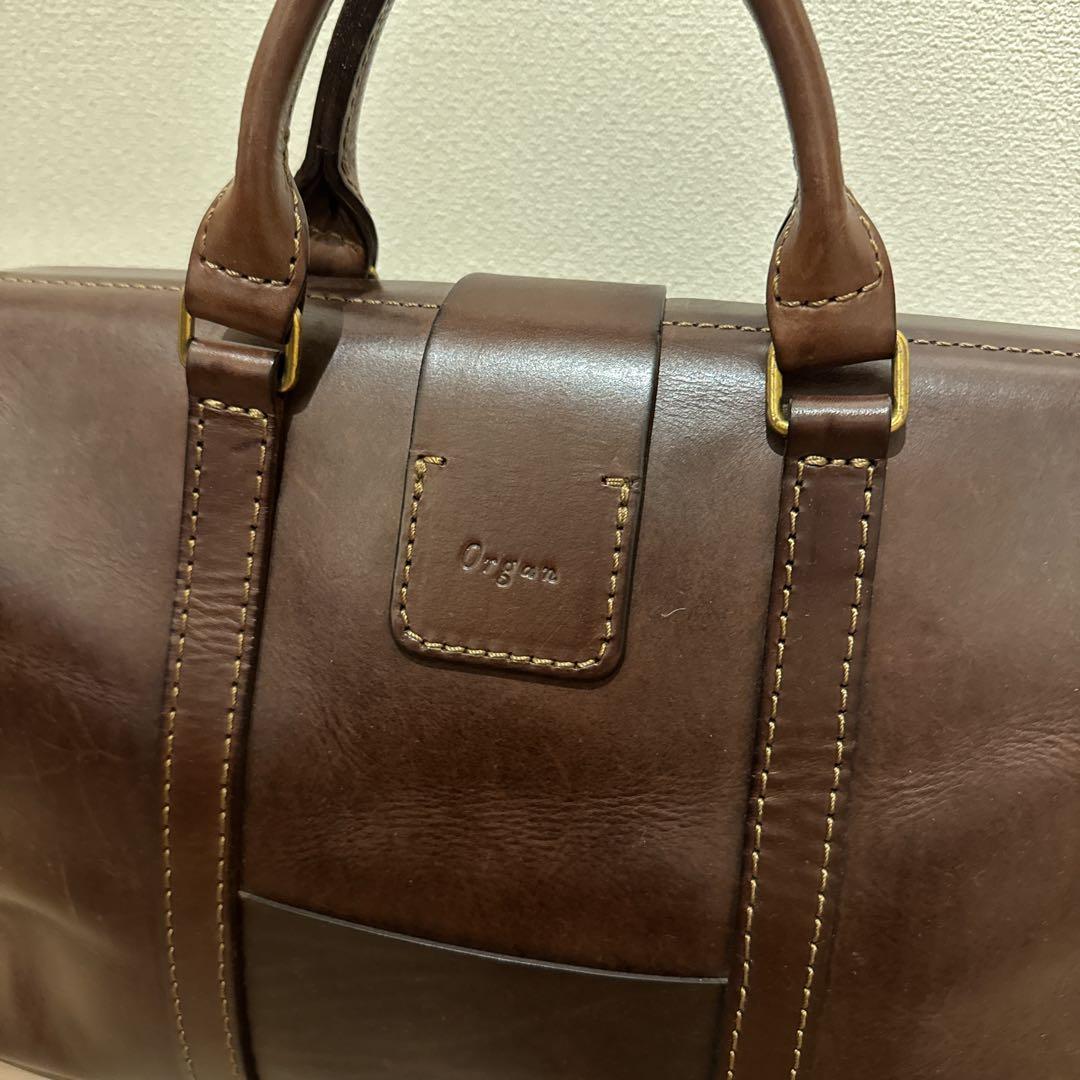 【値下】HERZ Organ ブラウン レザー ビジネスバッグ 自立式