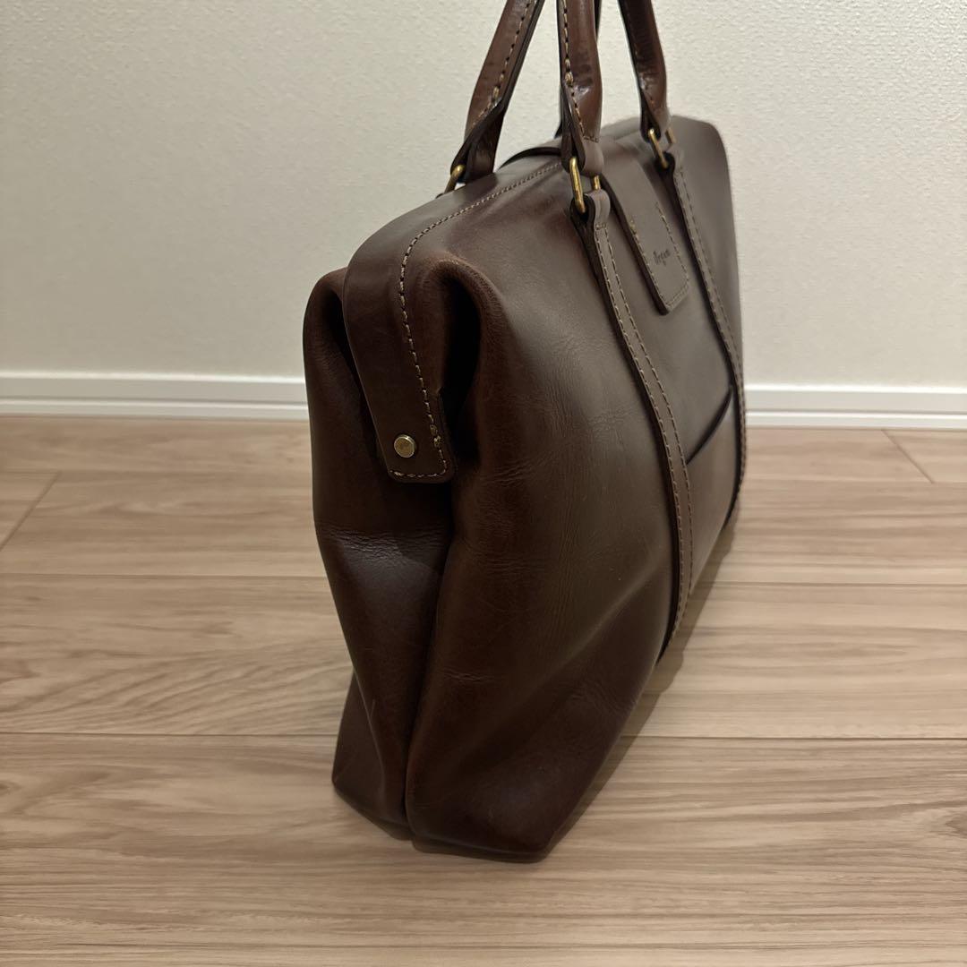 【値下】HERZ Organ ブラウン レザー ビジネスバッグ 自立式