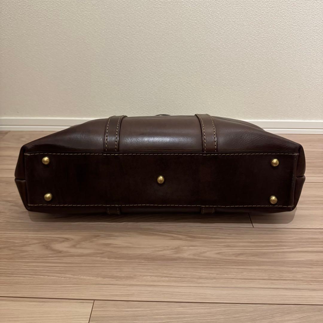 【値下】HERZ Organ ブラウン レザー ビジネスバッグ 自立式