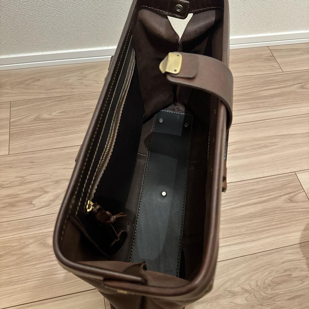 【値下】HERZ Organ ブラウン レザー ビジネスバッグ 自立式