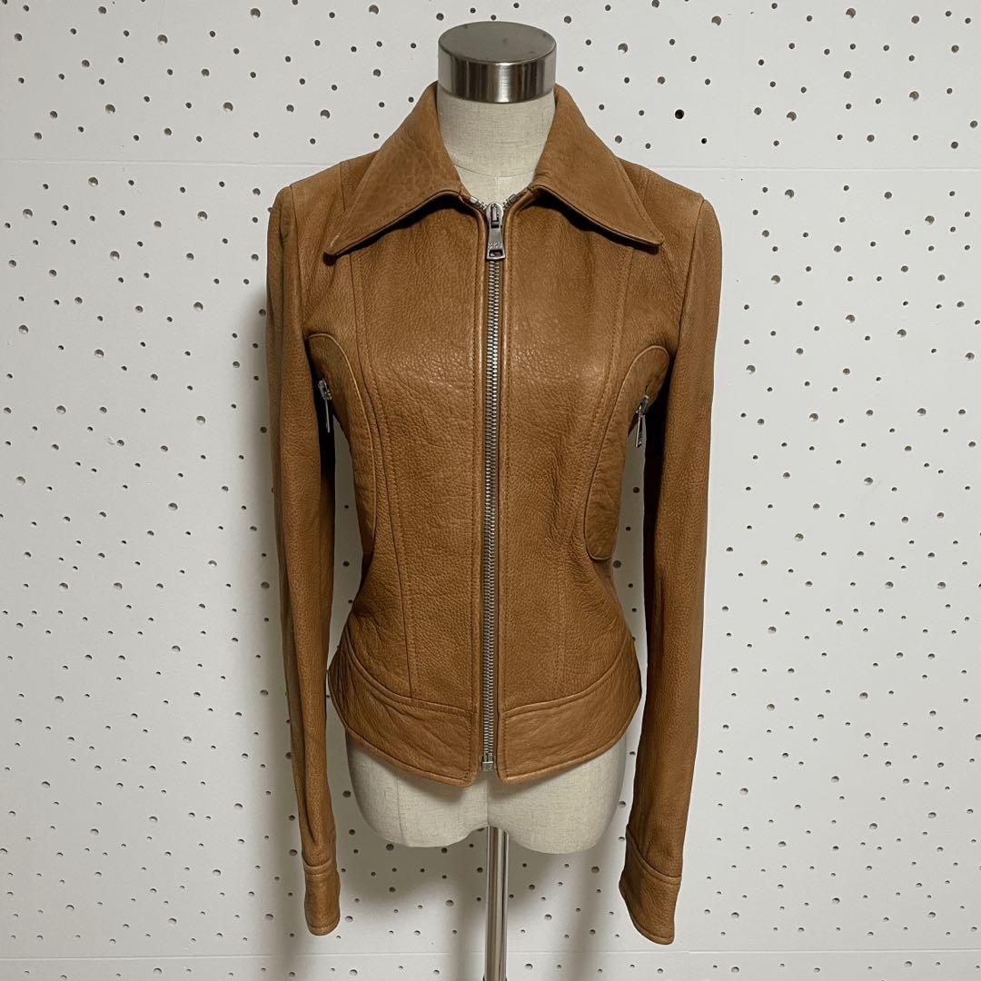 ミサ 本物 ドルチェ＆ガッバーナ ジップアップ レザー ジャケット 36