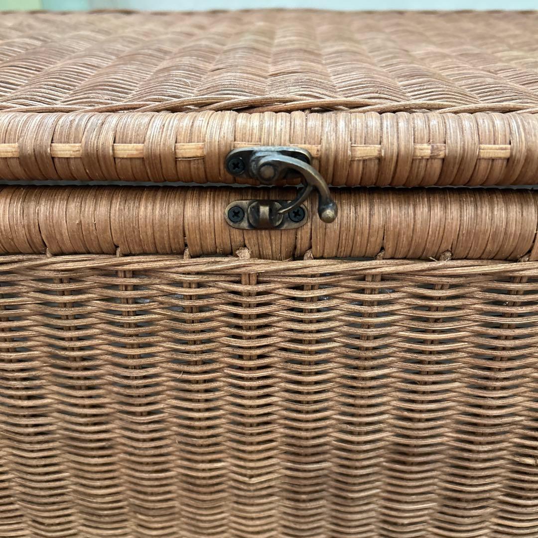 ラタン 籐　キャスター付き　大型収納　蓋付き　トランク チェスト ヴィンテージ