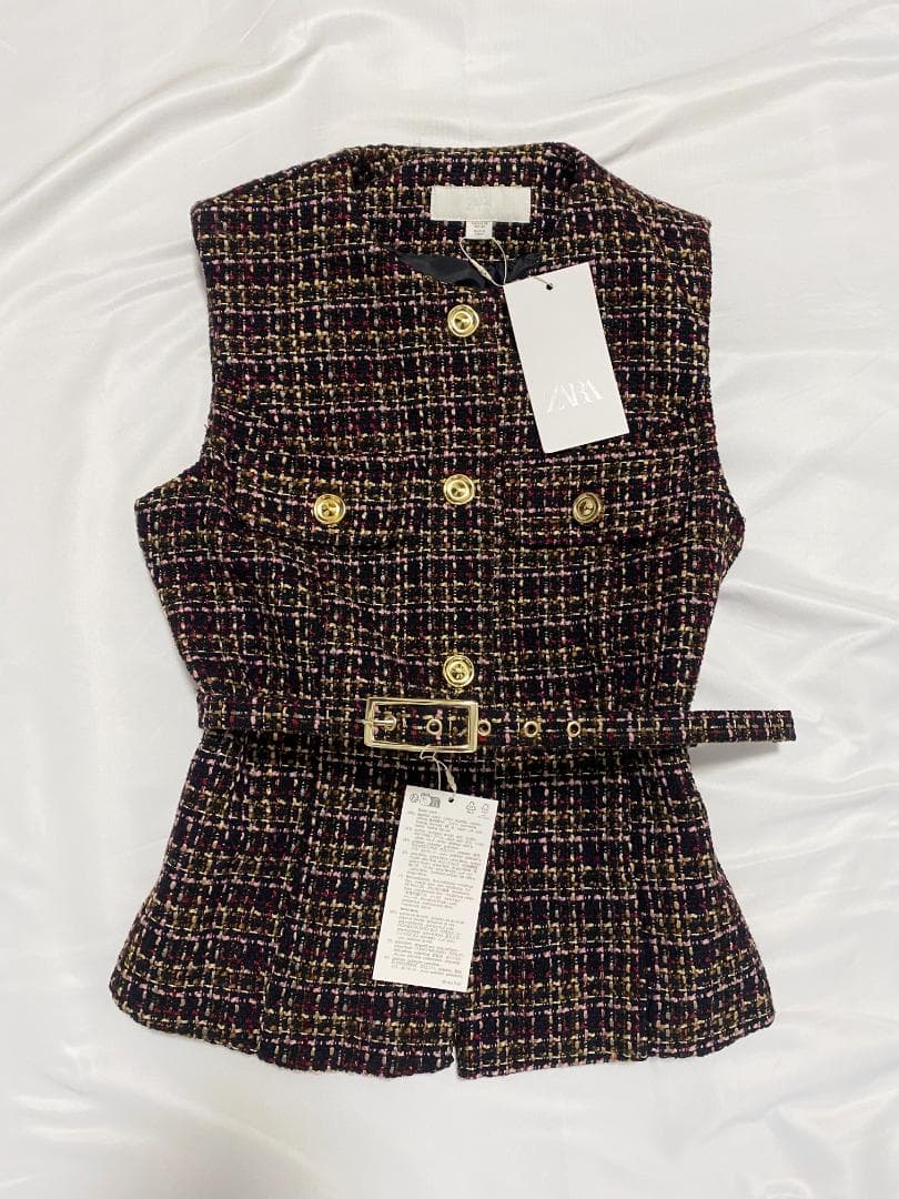 ZARA ベルト付きテクスチャーベスト XS 新品