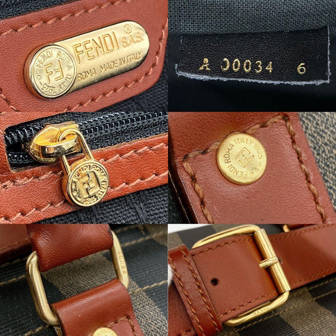 【FENDI】2wayバッグ　ボストンバッグ　ペカン柄　ゴールド金具　PVC