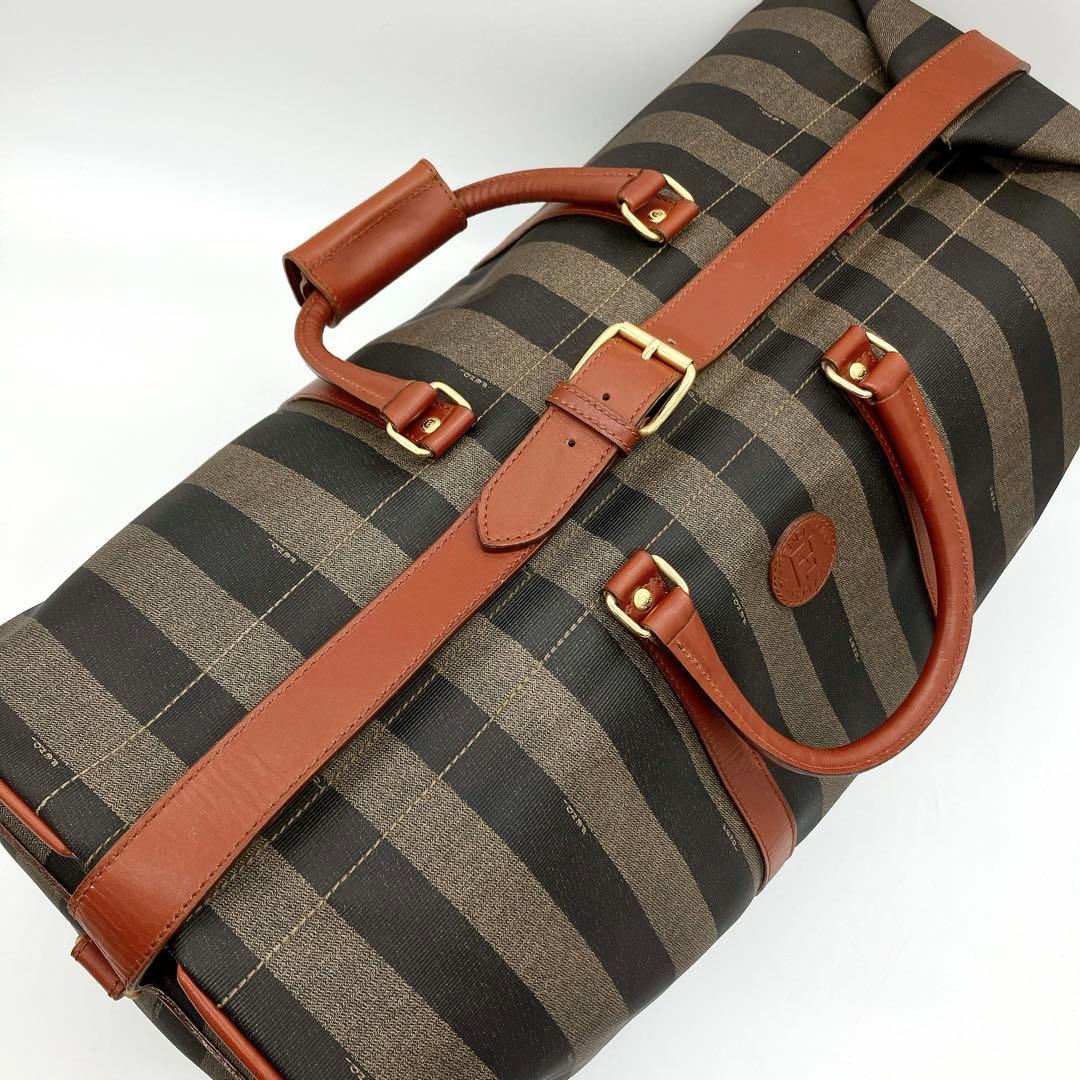 【FENDI】2wayバッグ　ボストンバッグ　ペカン柄　ゴールド金具　PVC