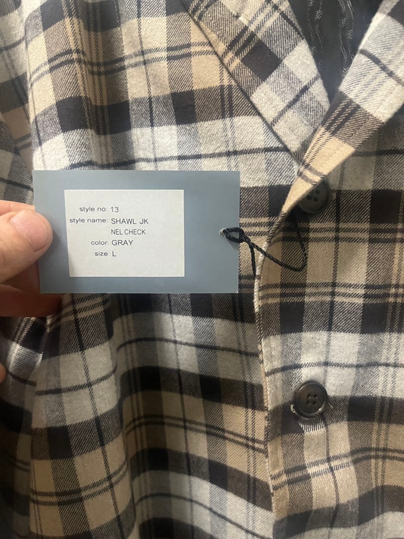 ジャケット・アウター kenneth field SHAWL JACKET NEL CHECK