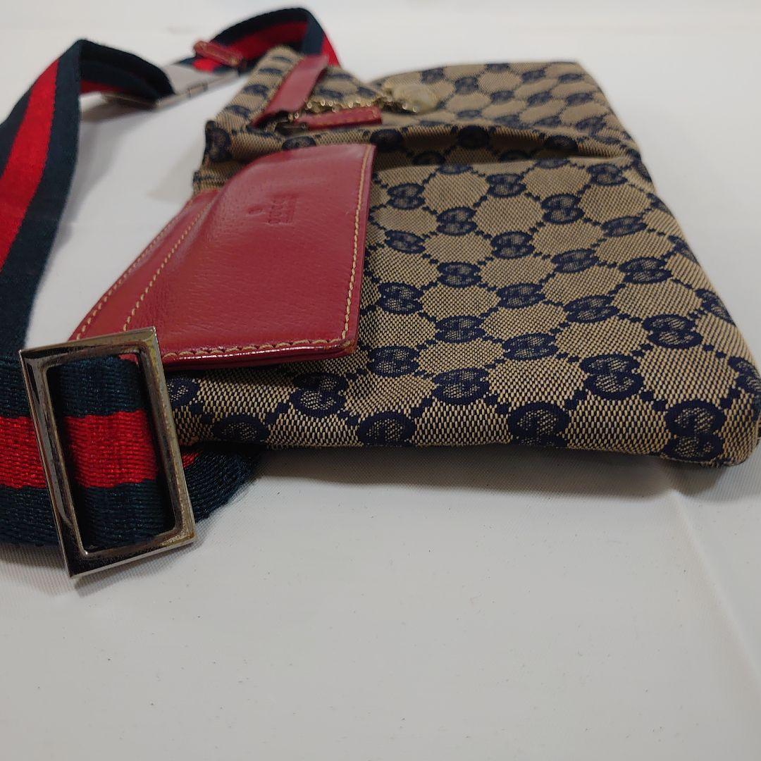 GUCCI グッチ ウエストポーチ ボディバッグ GGキャンバス レッド ブルー
