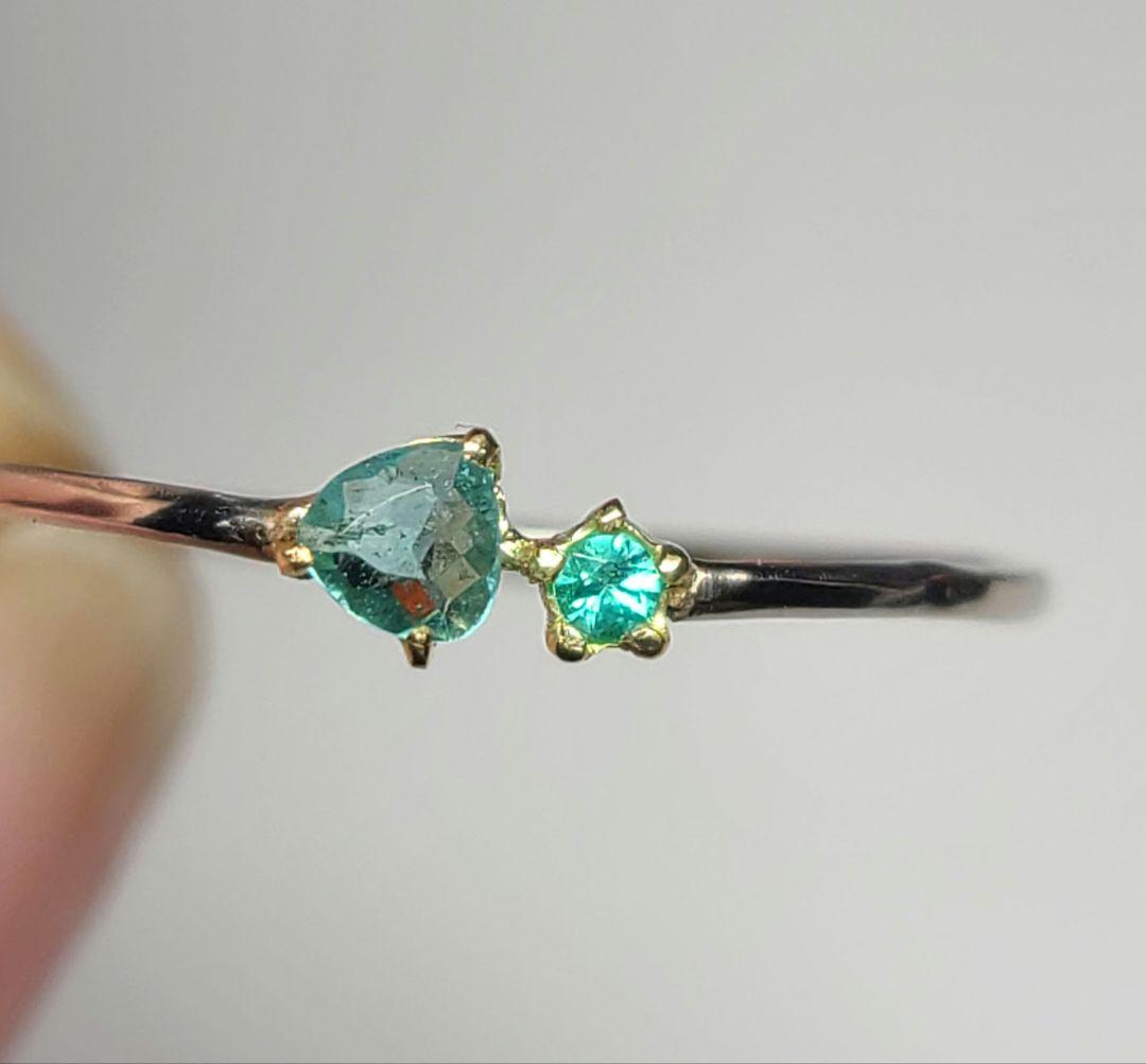 ダブルネオン!!★ブラジルバターリャパライバトルマリン2pcリング18金★