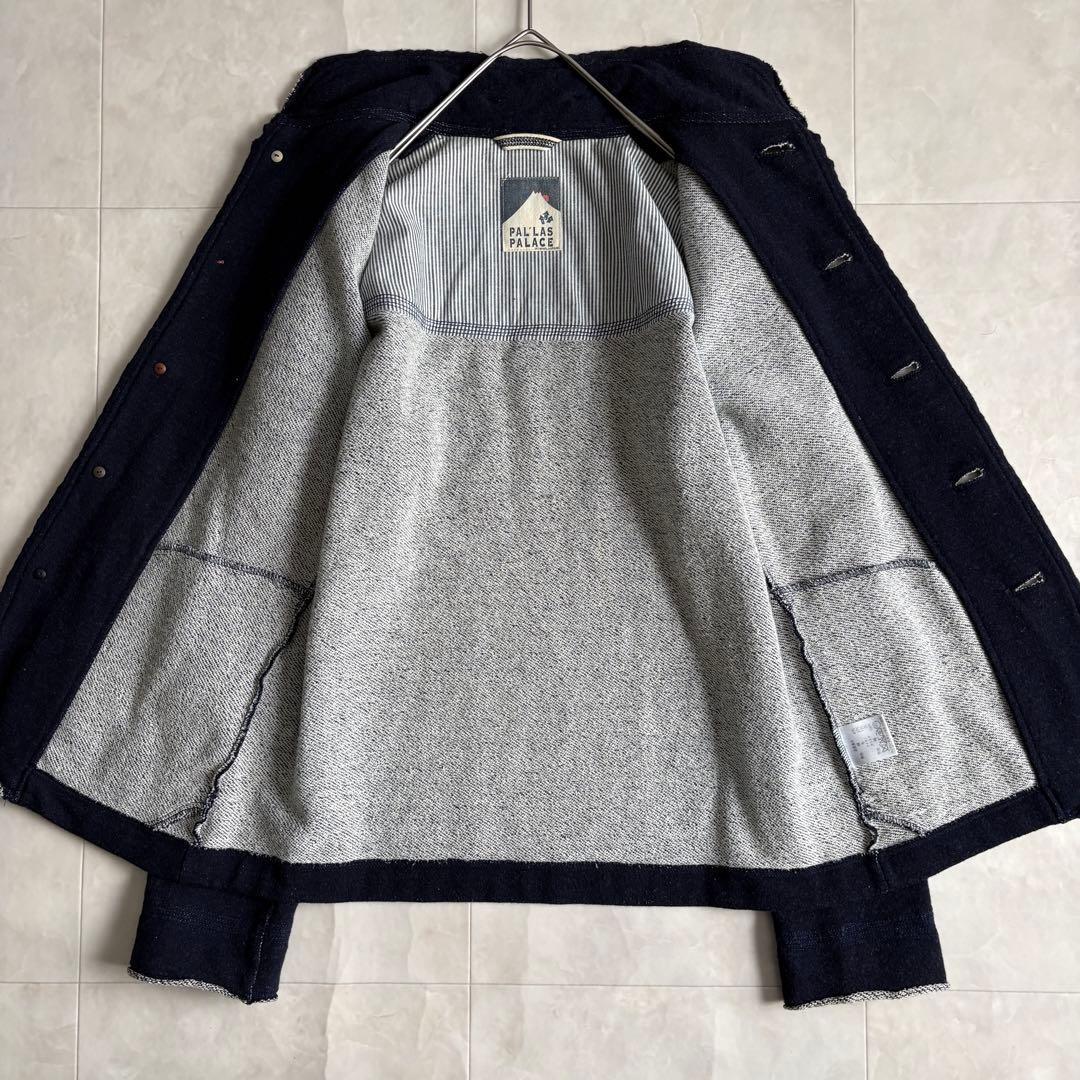 パラスパレス カシミヤ混スタンドカラージャケット 紺3 裏地ストライプ 日本製