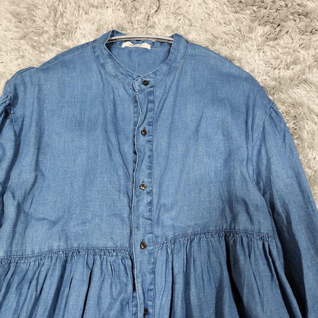 イチ アンティークス＊インディゴリネン前開きワンピース