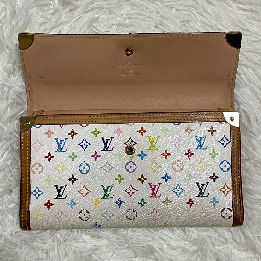 ルイヴィトン　モノグラム マルチカラー　ポルトトレゾール　インターナショナル　白