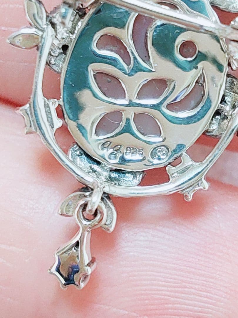 未使用品 碌山 天然ムーンストーン オパール シルバー ブローチ