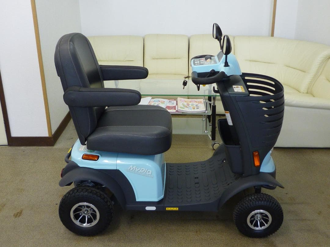 ほぼ全国送込♪動作良好マイピア水色 BT41 電動四輪車いすシニアカー愛媛県